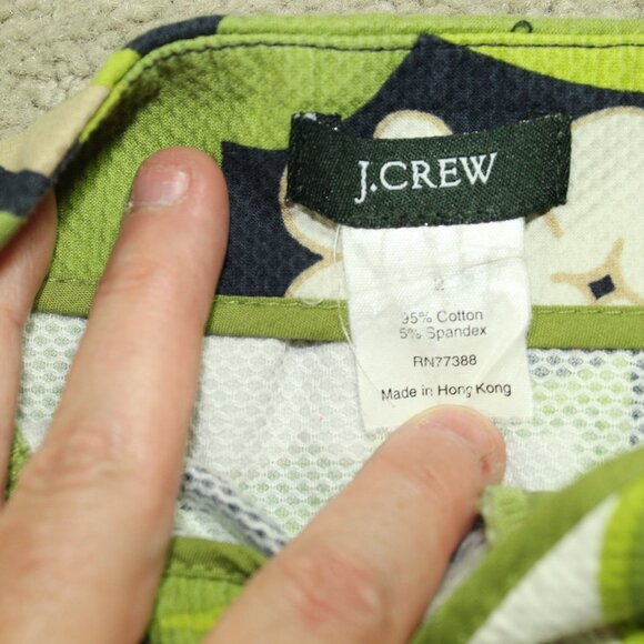 Vintage J. Crew Skirt Floral Pencil Size 2 Green Tan Poplin Woven - Picture 4 of 5